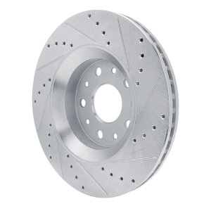 Jeep Wrangler Brake Rotor (1) - Front Left - R1 Concepts - Drilled & Slotted - Silver - `18-`25